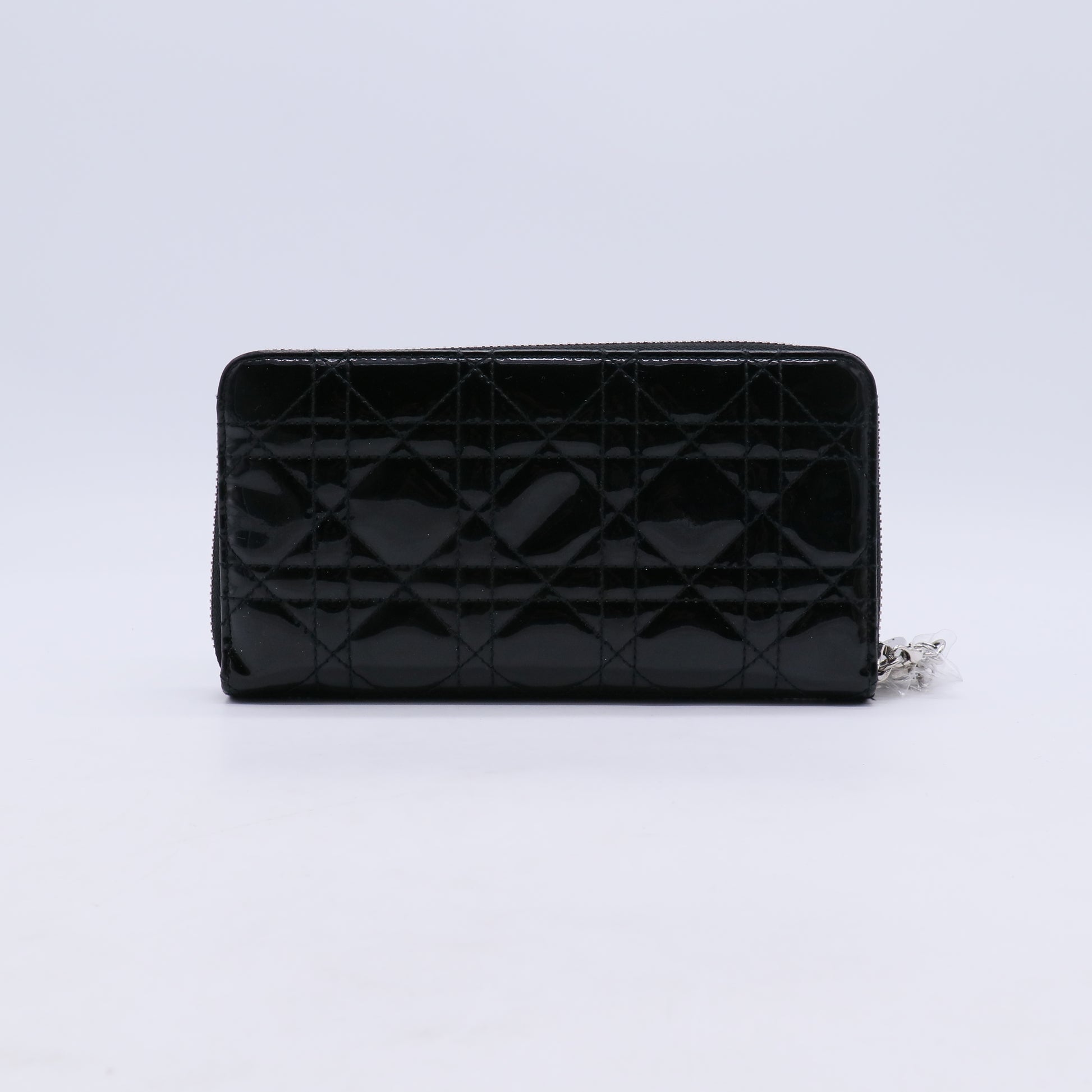 Lady Dior Voyageur Wallet in Black Cannage Patent Calfskin W21043