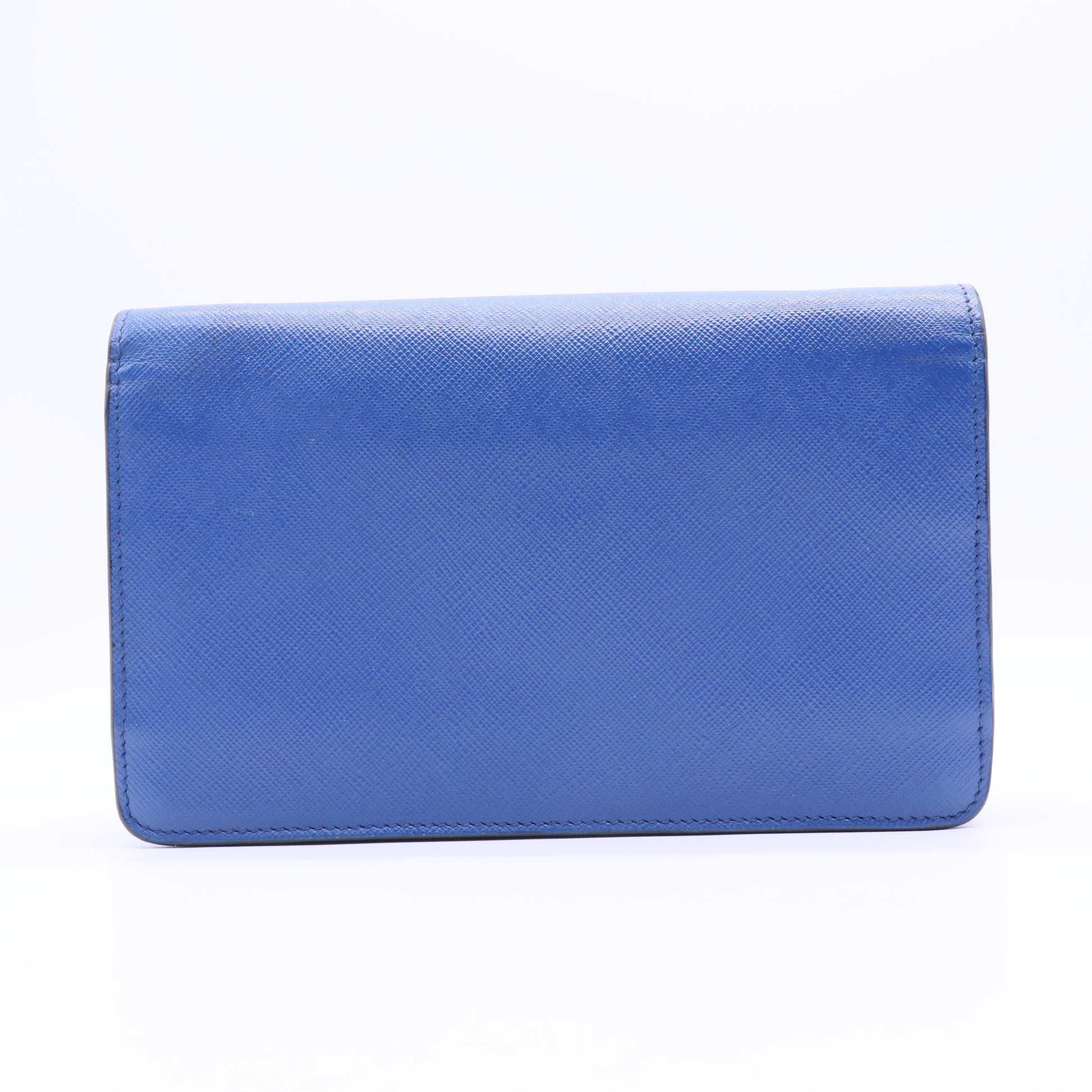 Blue Saffiano Bow Flap Wallet