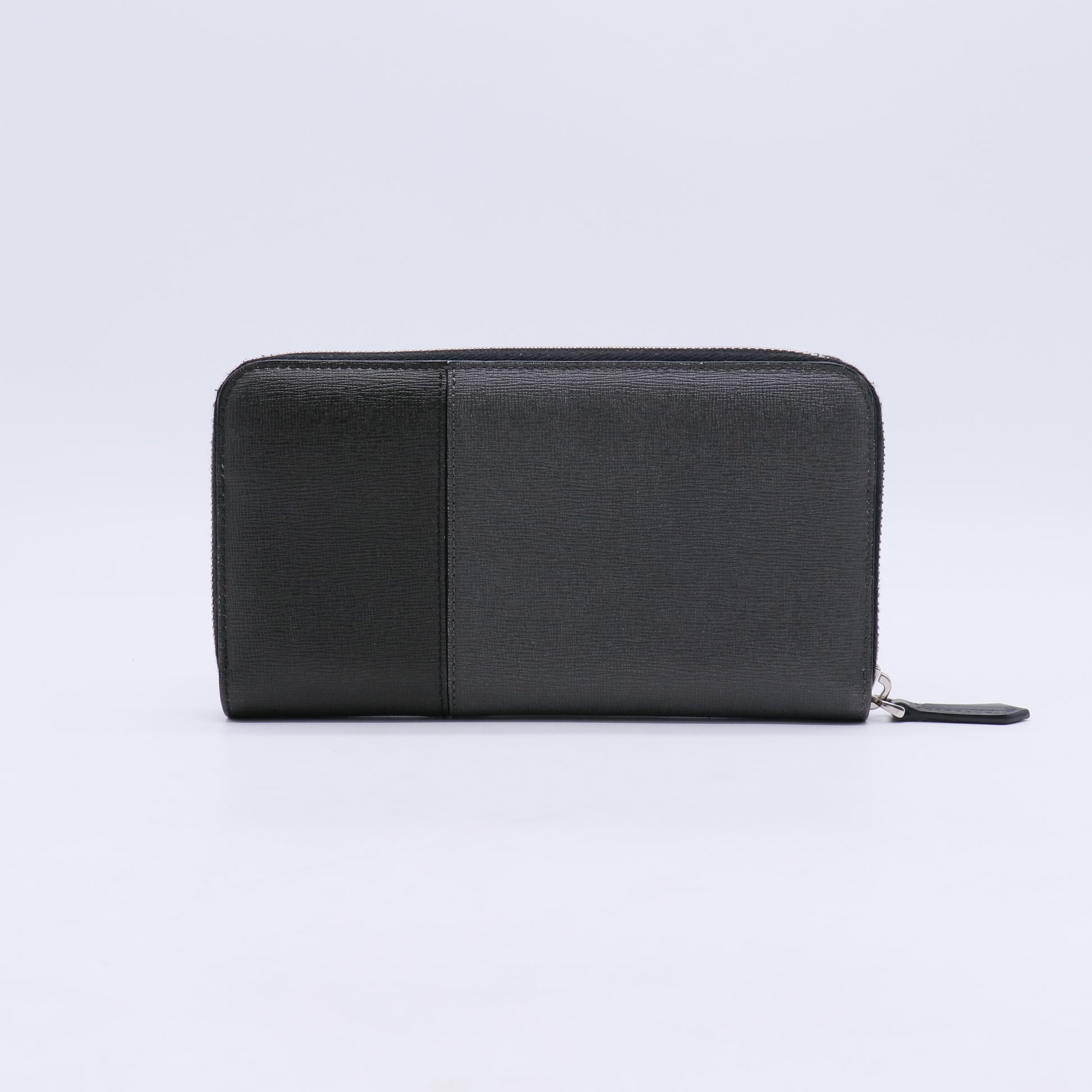 FENDI "Vocabulary" Saffiano Grey Leather Bifold Wallet  W21133