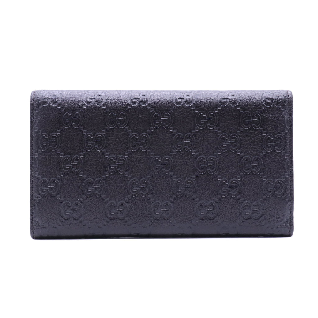 Guccissima Black Leather Trifold Long Flap Wallet