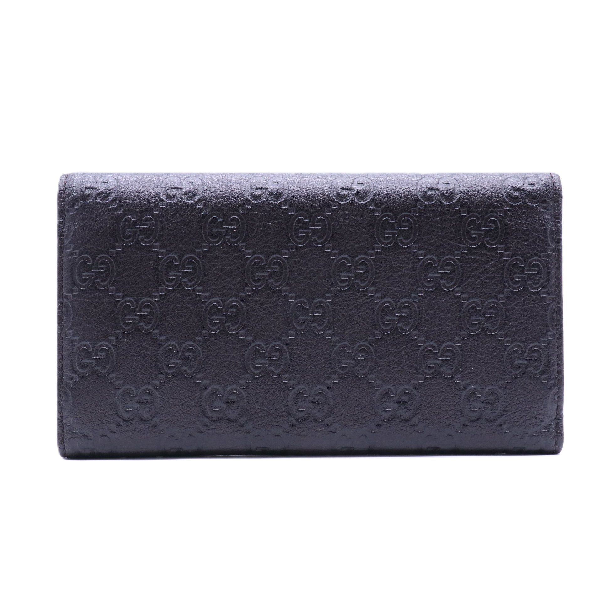 Guccissima Black Leather Trifold Long Flap Wallet