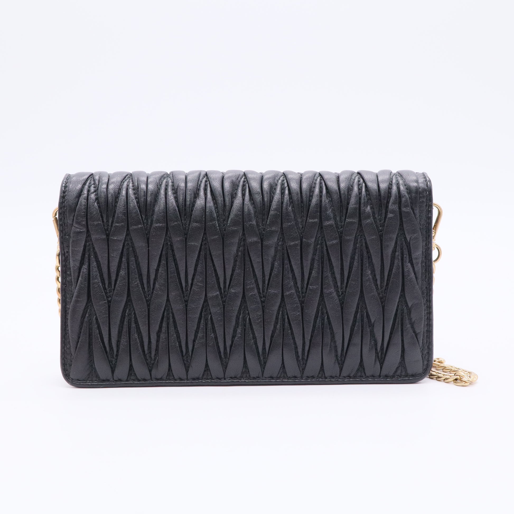 Nappa Matelasse Crystal Miu Card Case Black twins ldj3427