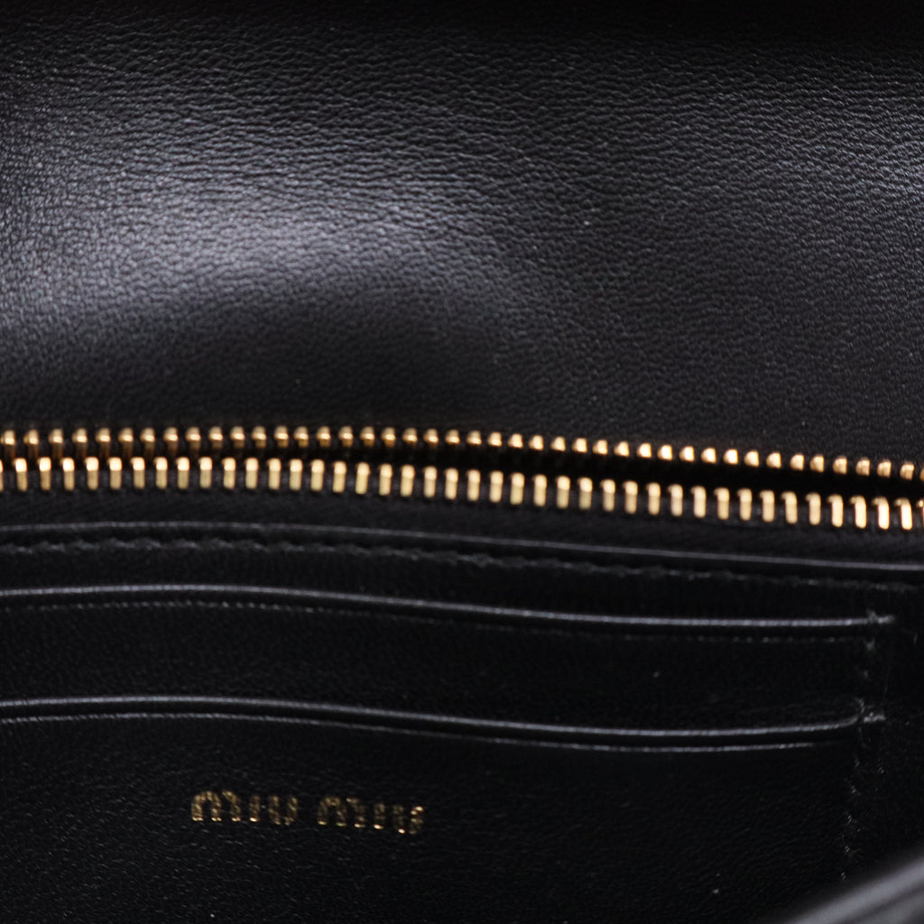 Nappa Matelasse Crystal Miu Card Case Black twins ldj3427