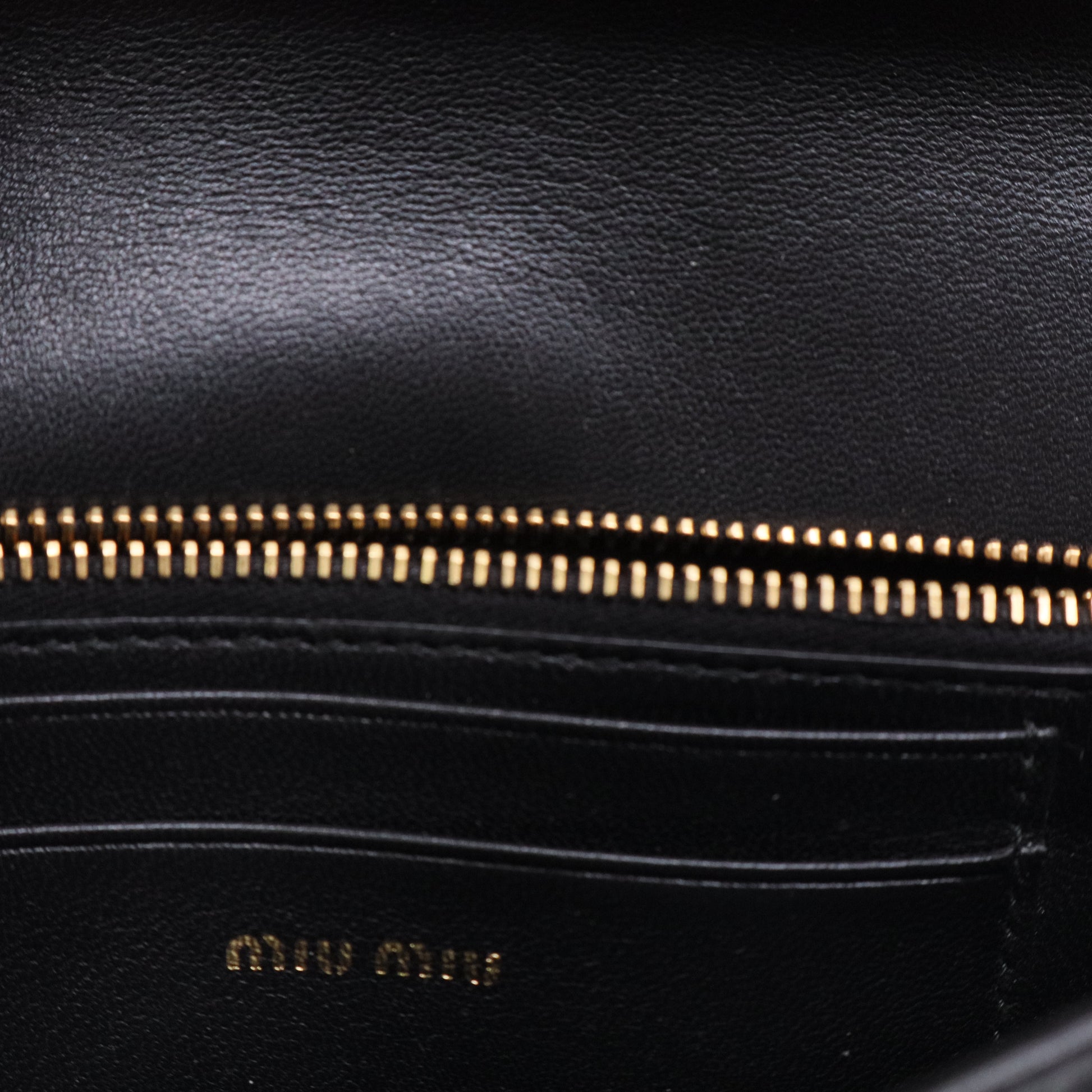 Nappa Matelasse Crystal Miu Card Case Black twins ldj3427