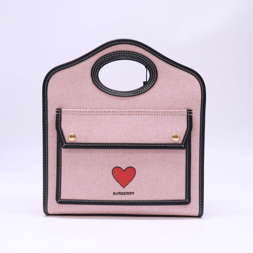 Pink Heart Print Cut-Out Top Handles Bag B23861