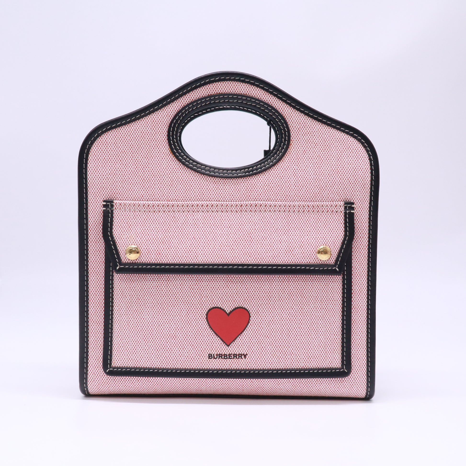 Pink Heart Print Cut-Out Top Handles Bag B23861
