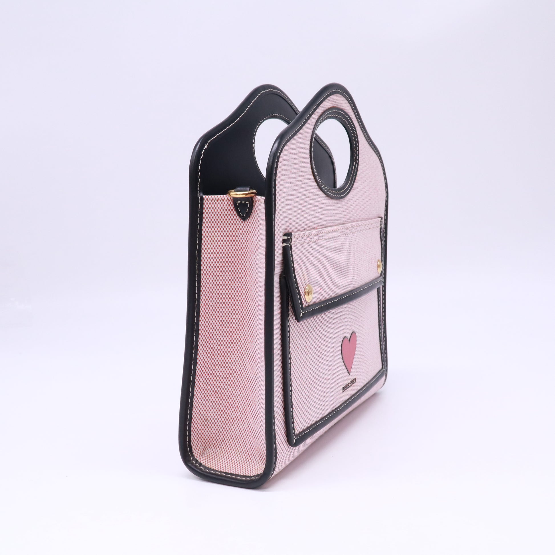 Pink Heart Print Cut-Out Top Handles Bag B23861