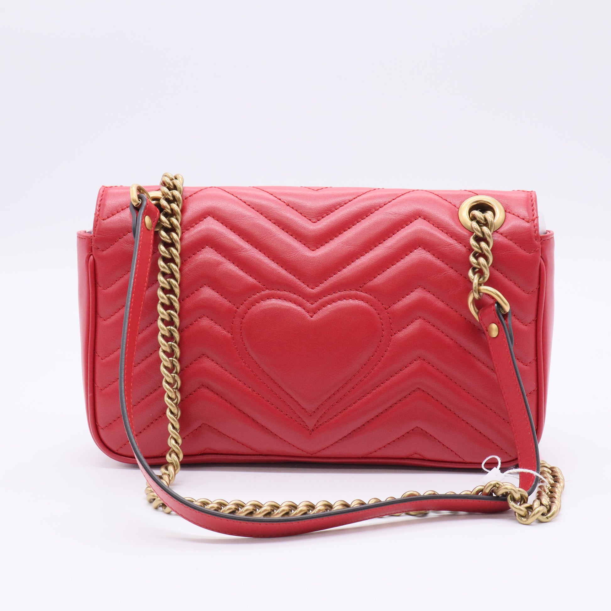 Calfskin Matelasse Small GG Marmont Shoulder Bag Hibiscus Red twins  LDJ3425