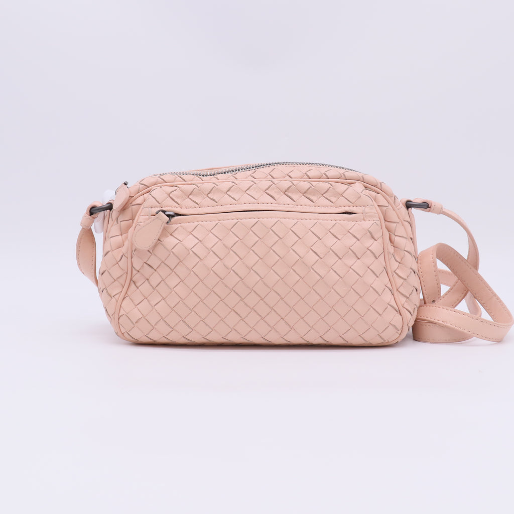 Bottega Nappa Intrecciato Crossbody Flamingo Twins B23703