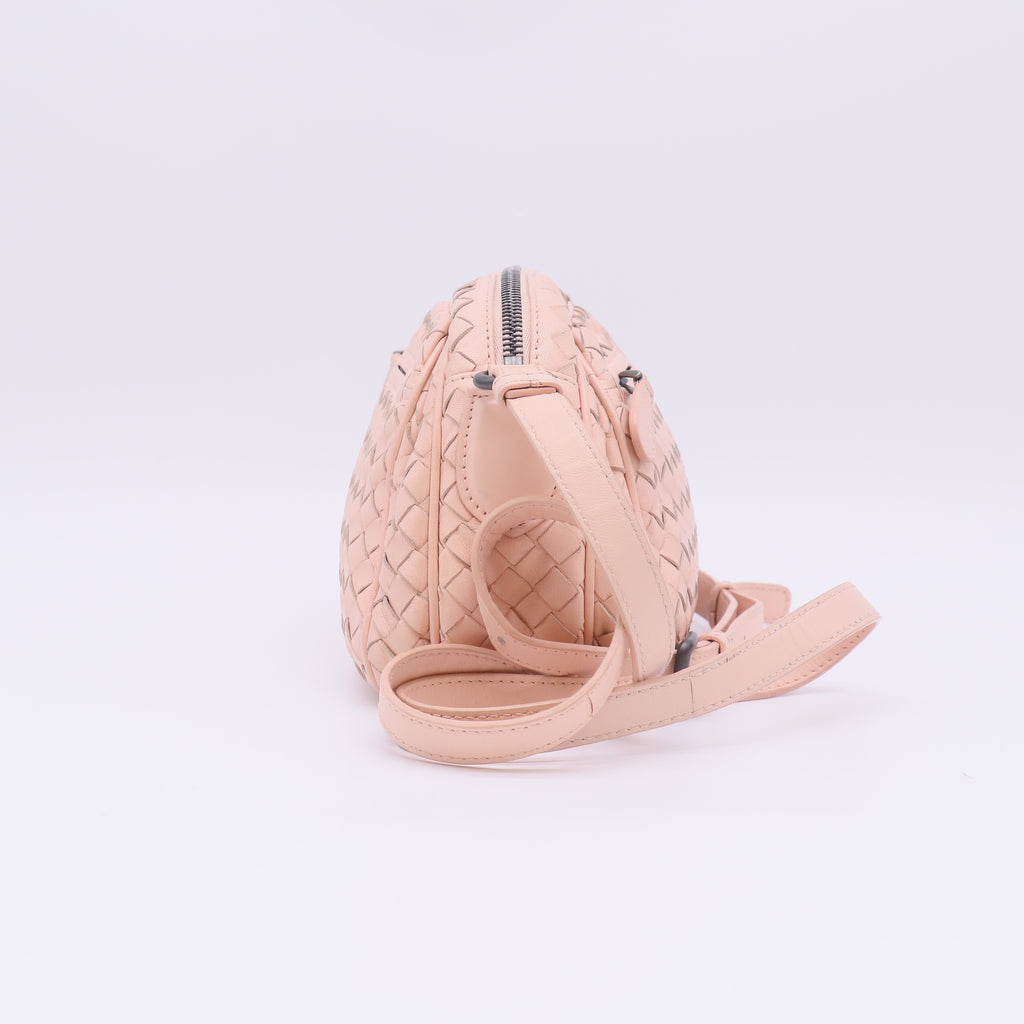 Bottega Nappa Intrecciato Crossbody Flamingo Twins B23703