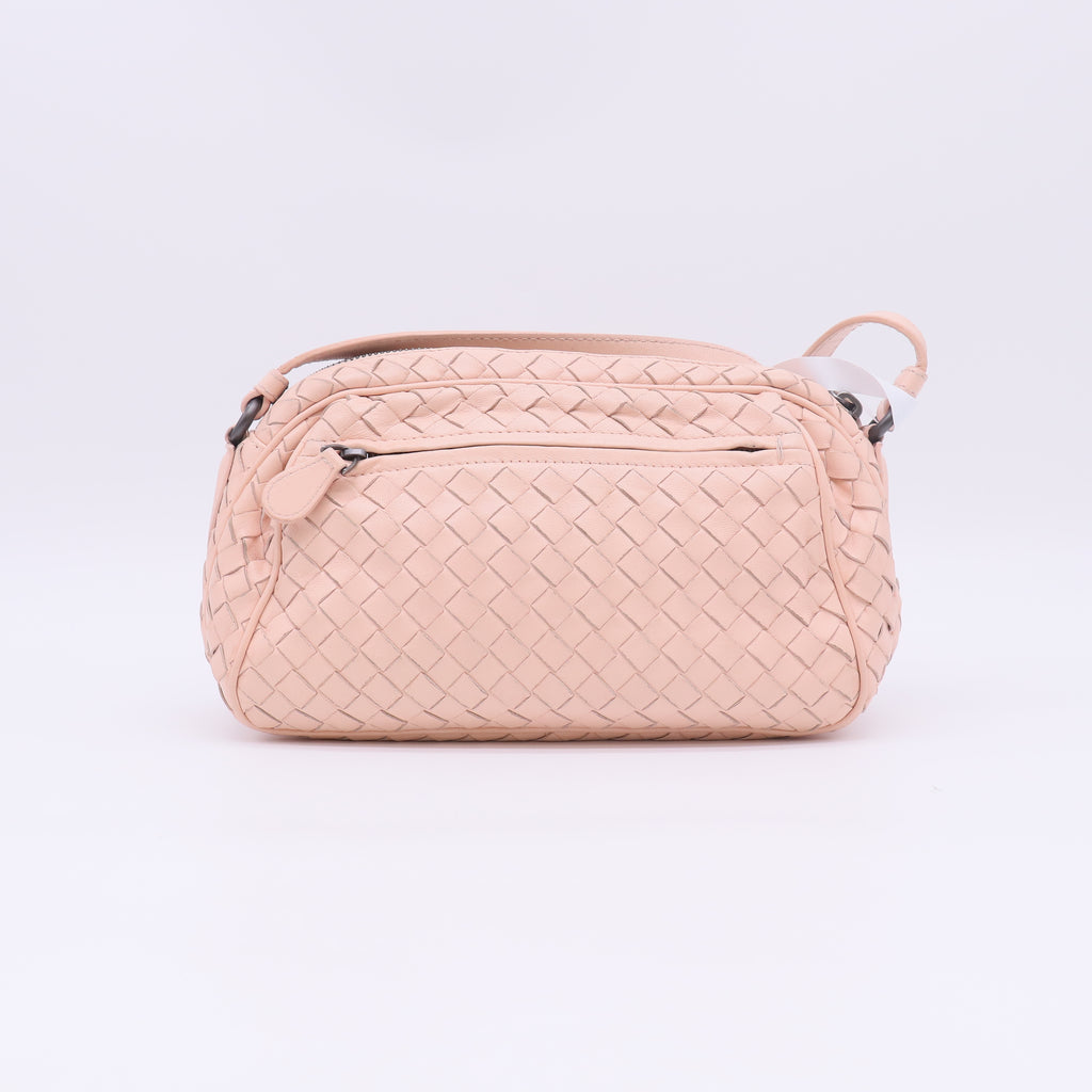 Bottega Nappa Intrecciato Crossbody Flamingo Twins B23703