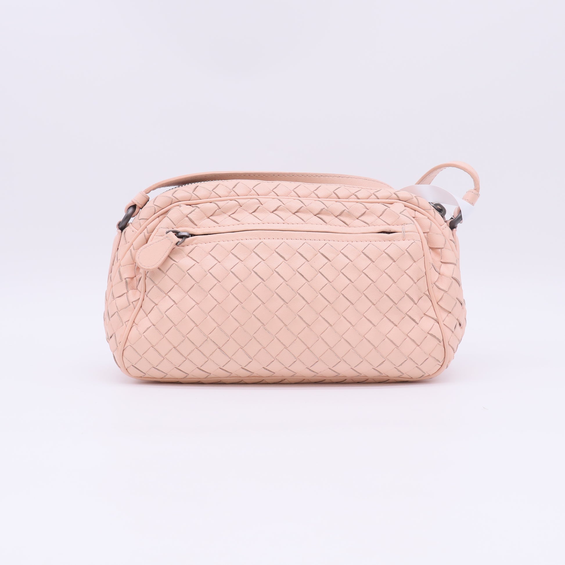 Bottega Nappa Intrecciato Crossbody Flamingo Twins B23703