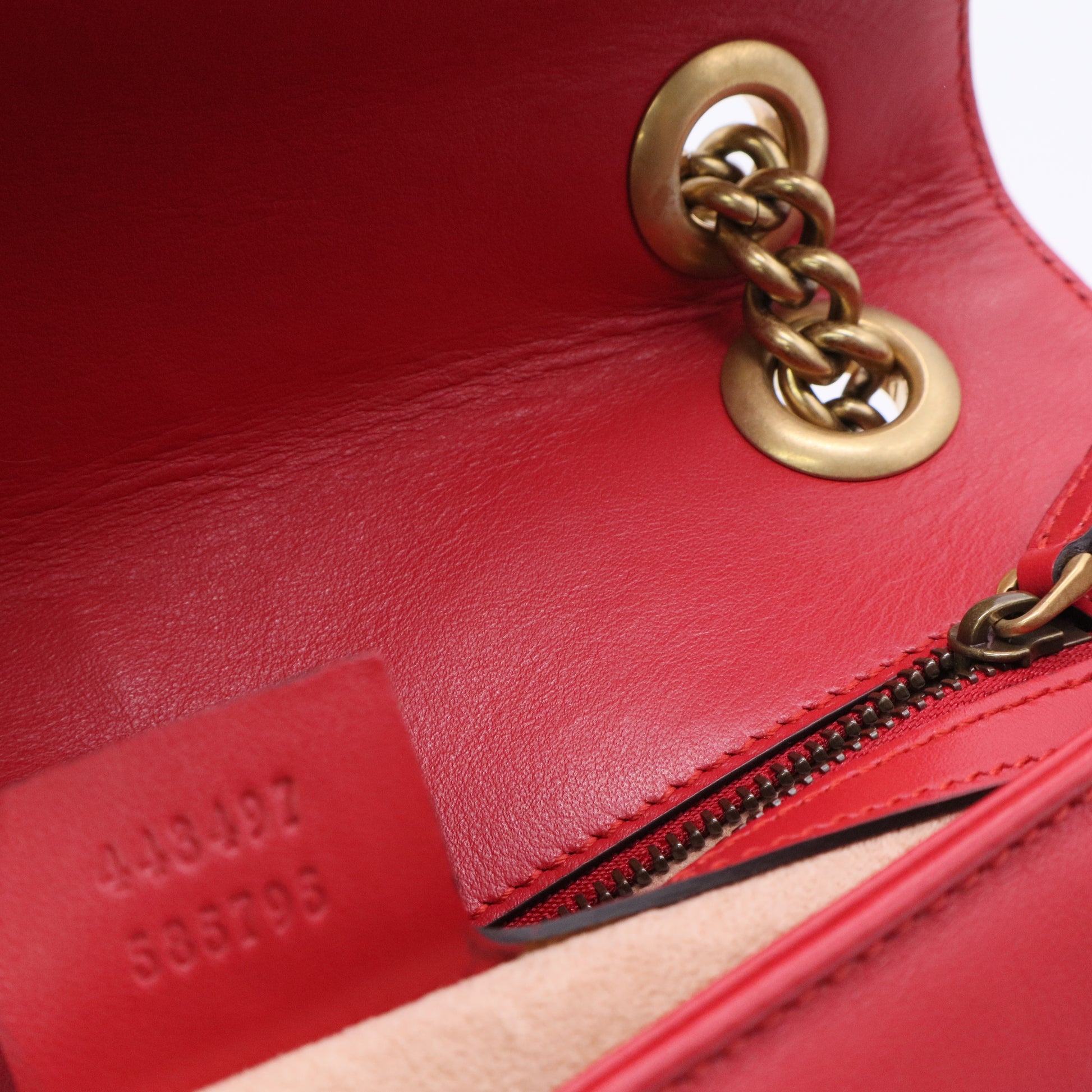Calfskin Matelasse Small GG Marmont Shoulder Bag Hibiscus Red twins  LDJ3425