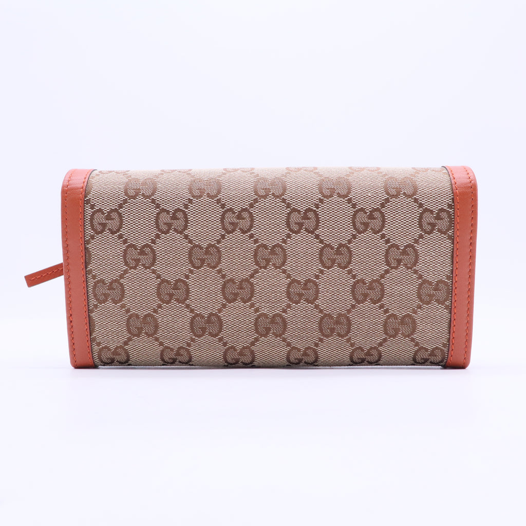 nterlocking G GG Canvas Long Wallet Brown Beige W20228