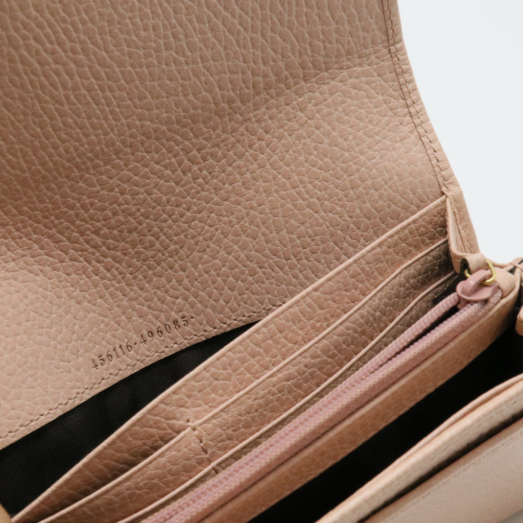 Dollar Calfskin GG Marmont Continental Wallet Perfect Pink