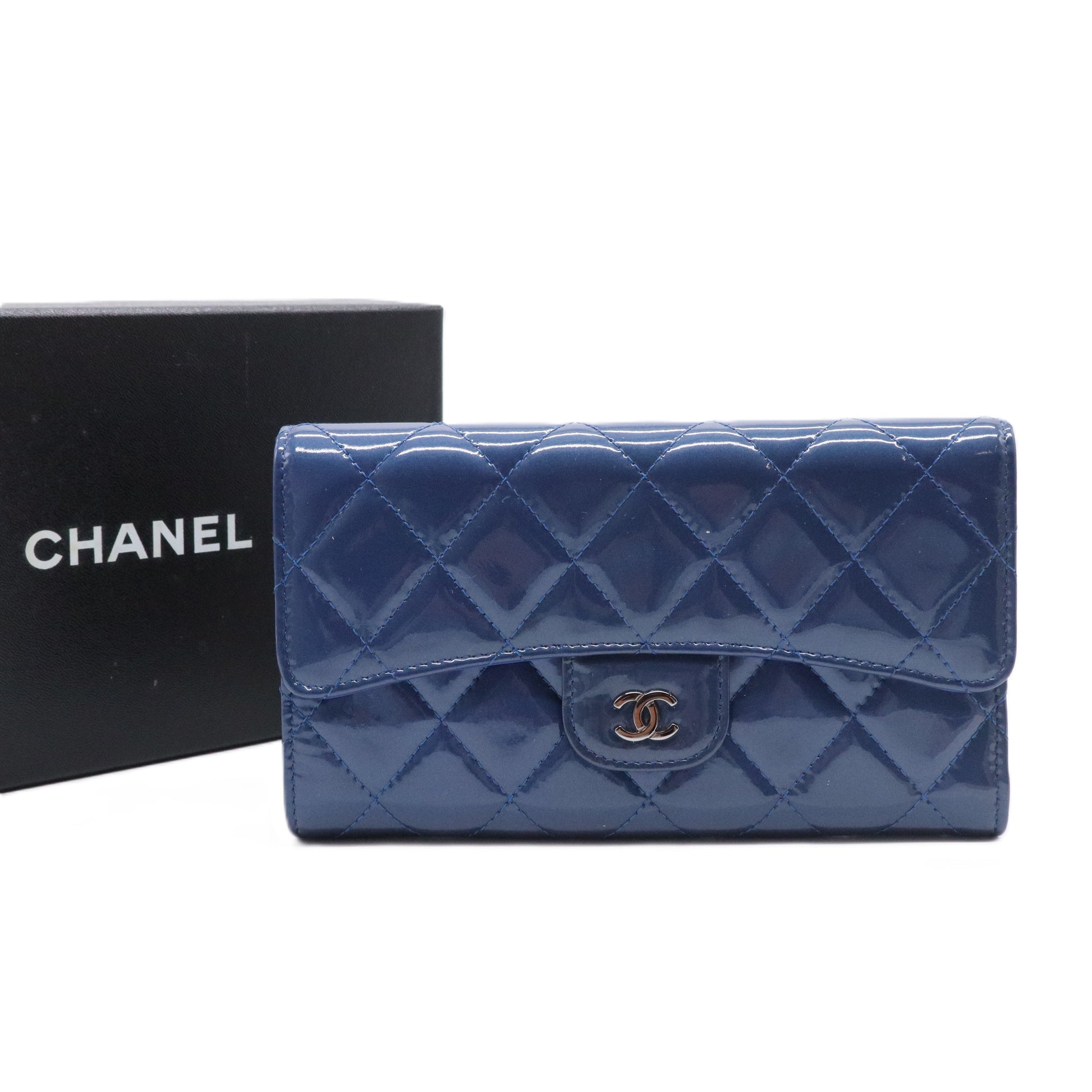 Navy Blue Patent Leather Wallet