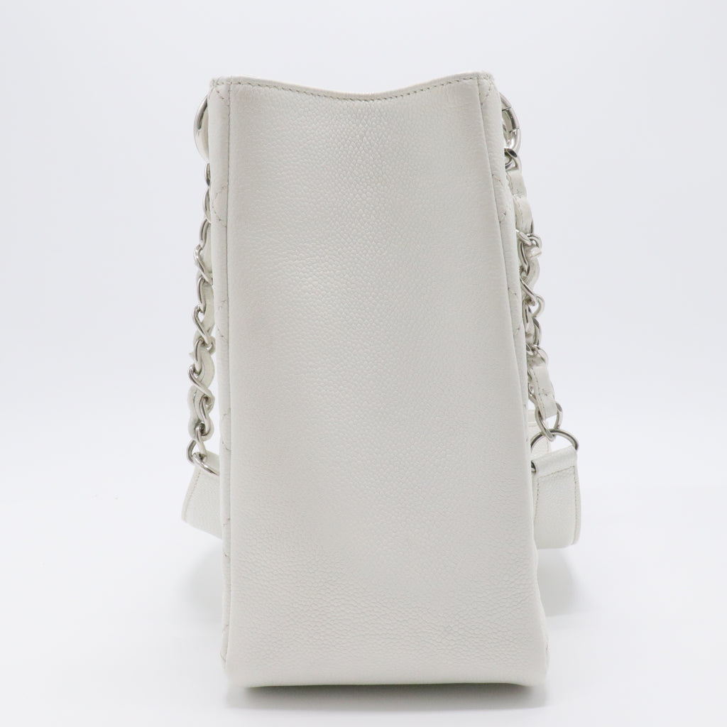 Caviar Quilted Grand Shopping Tote GST White