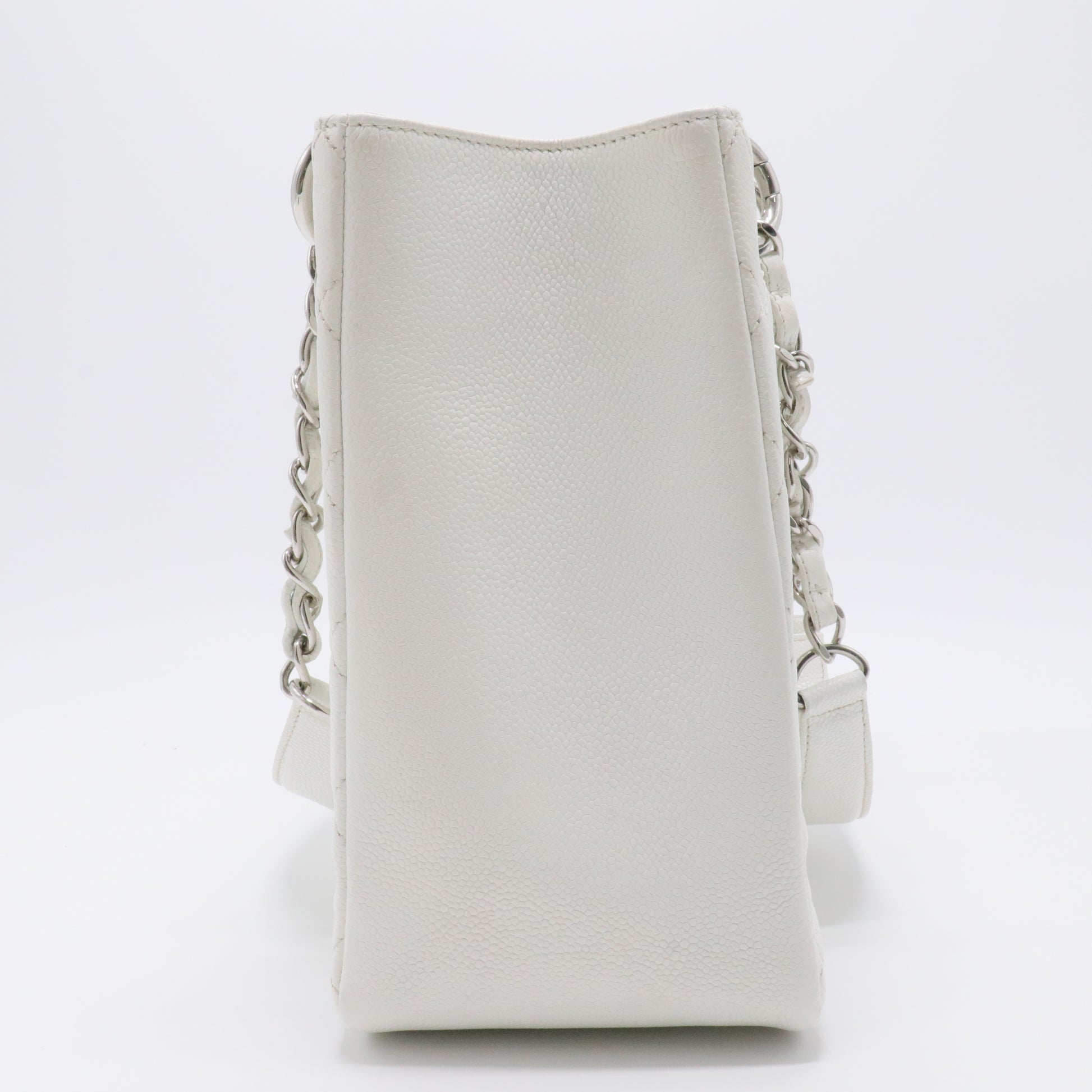 Caviar Quilted Grand Shopping Tote GST White
