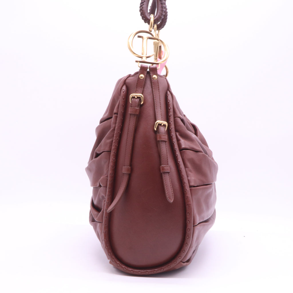 Christian Dior Lambskin Medium Libertine Hobo Brown Twins LDJ3951