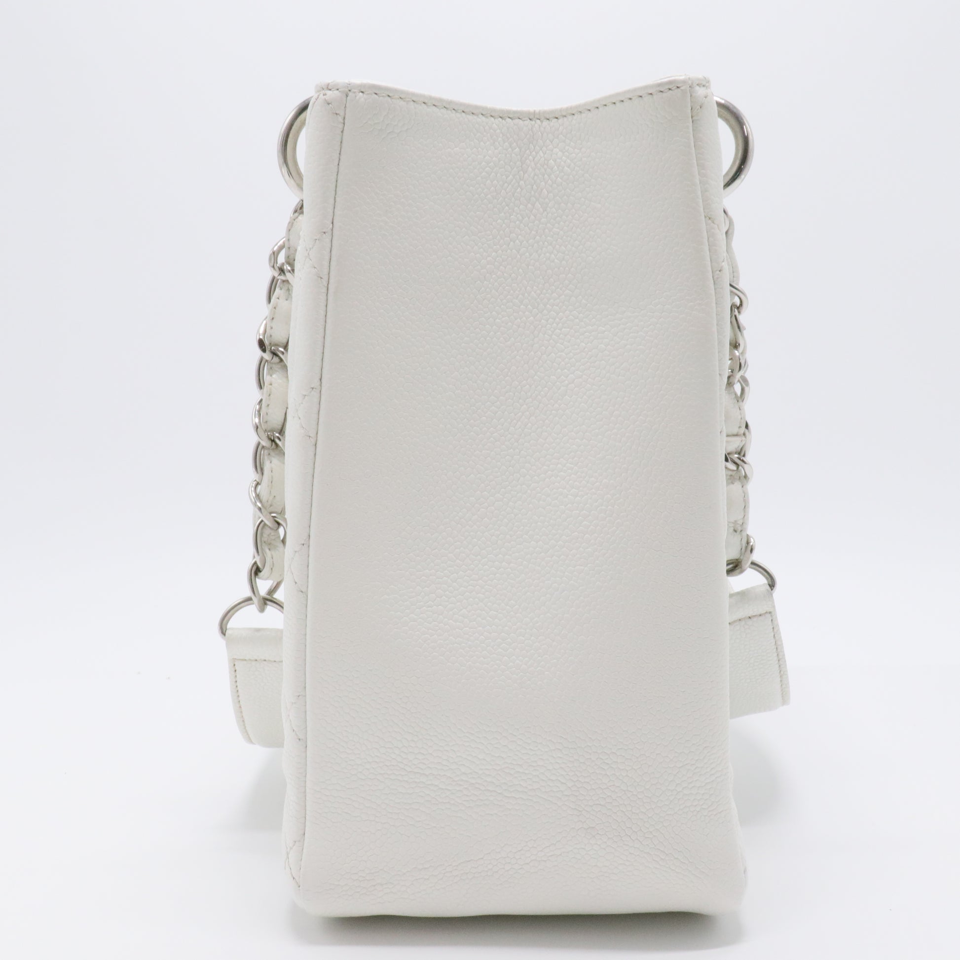Caviar Quilted Grand Shopping Tote GST White