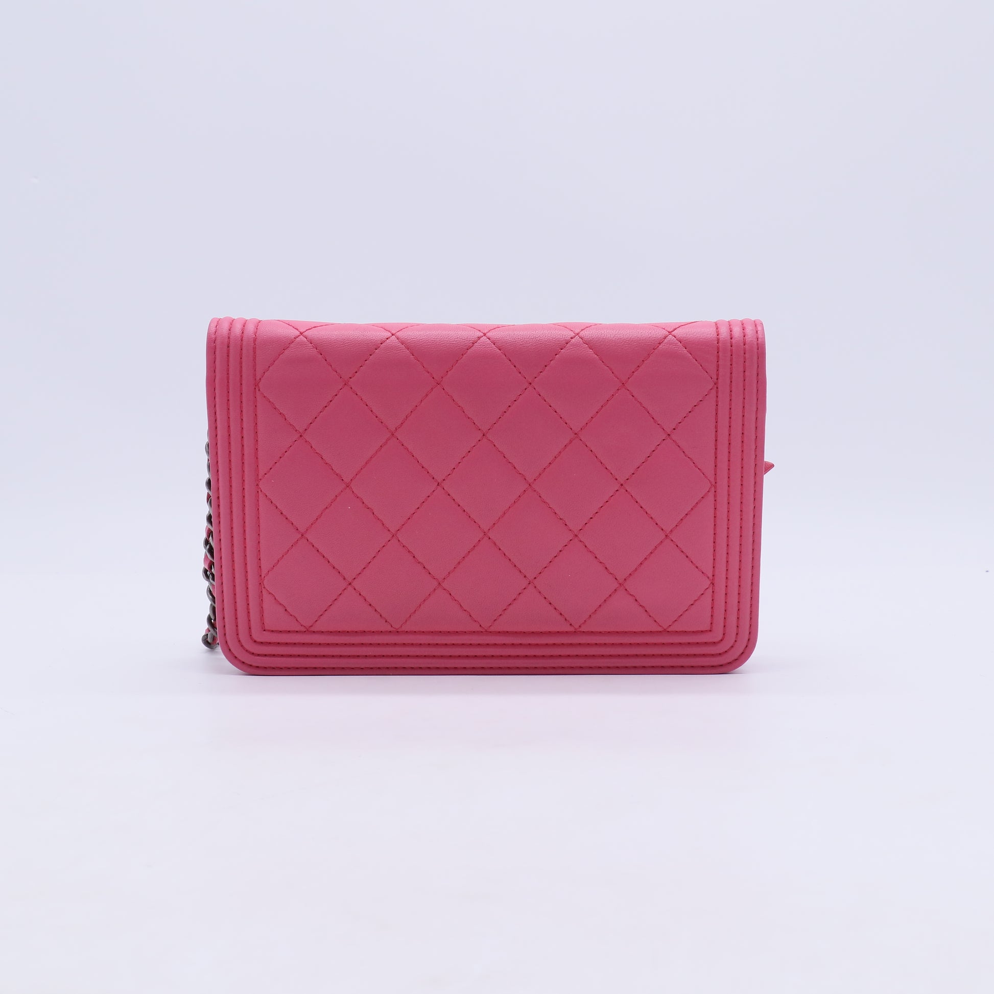 Chanel Lambskin Quilted Boy Wallet on Chain (WOC) B21844
