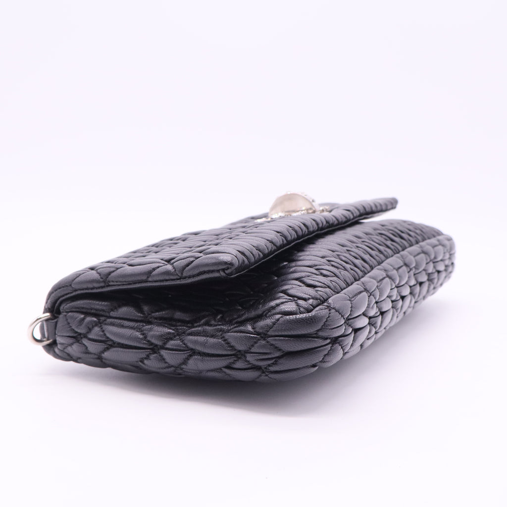 Nappa Matelassé Crystal Flap Clutch
