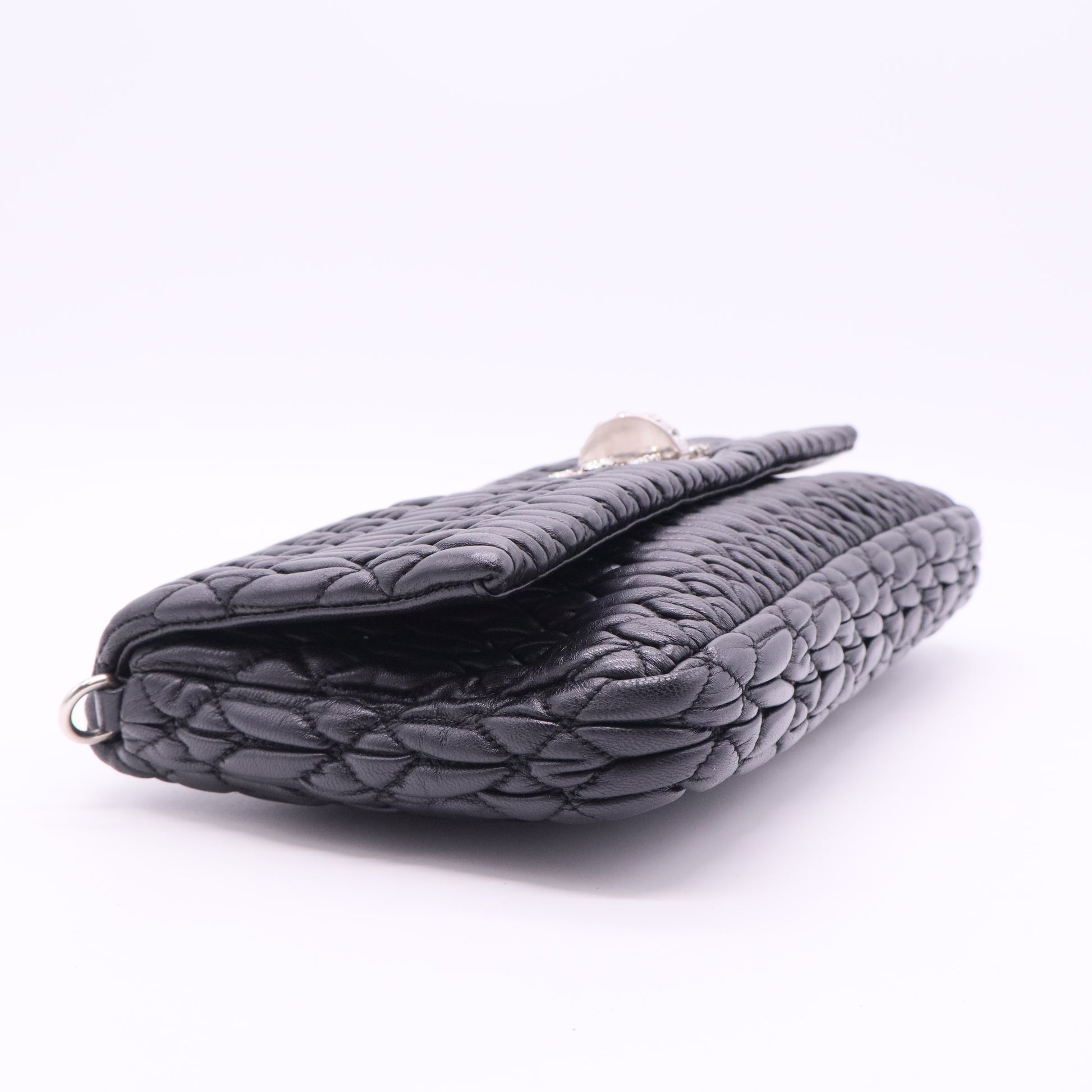 Nappa Matelassé Crystal Flap Clutch