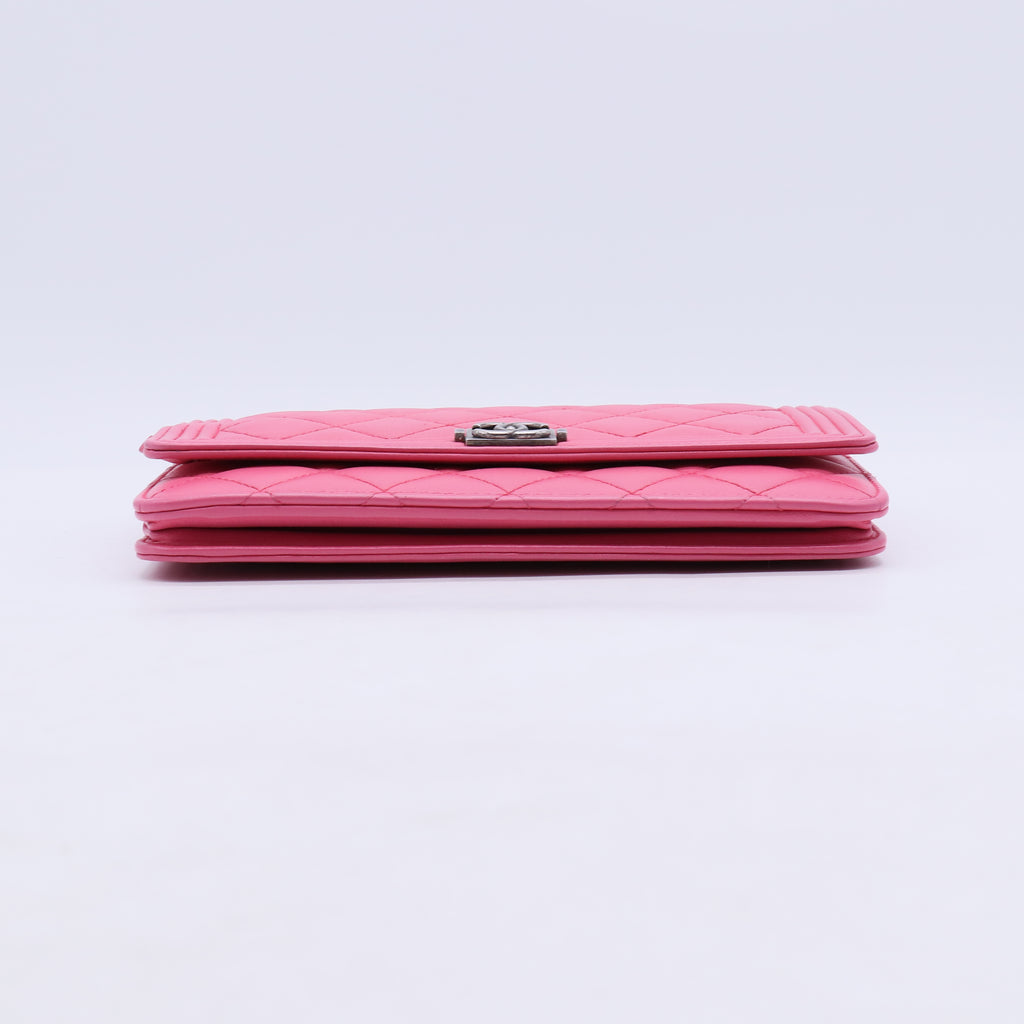 Chanel Lambskin Quilted Boy Wallet on Chain (WOC) B21844
