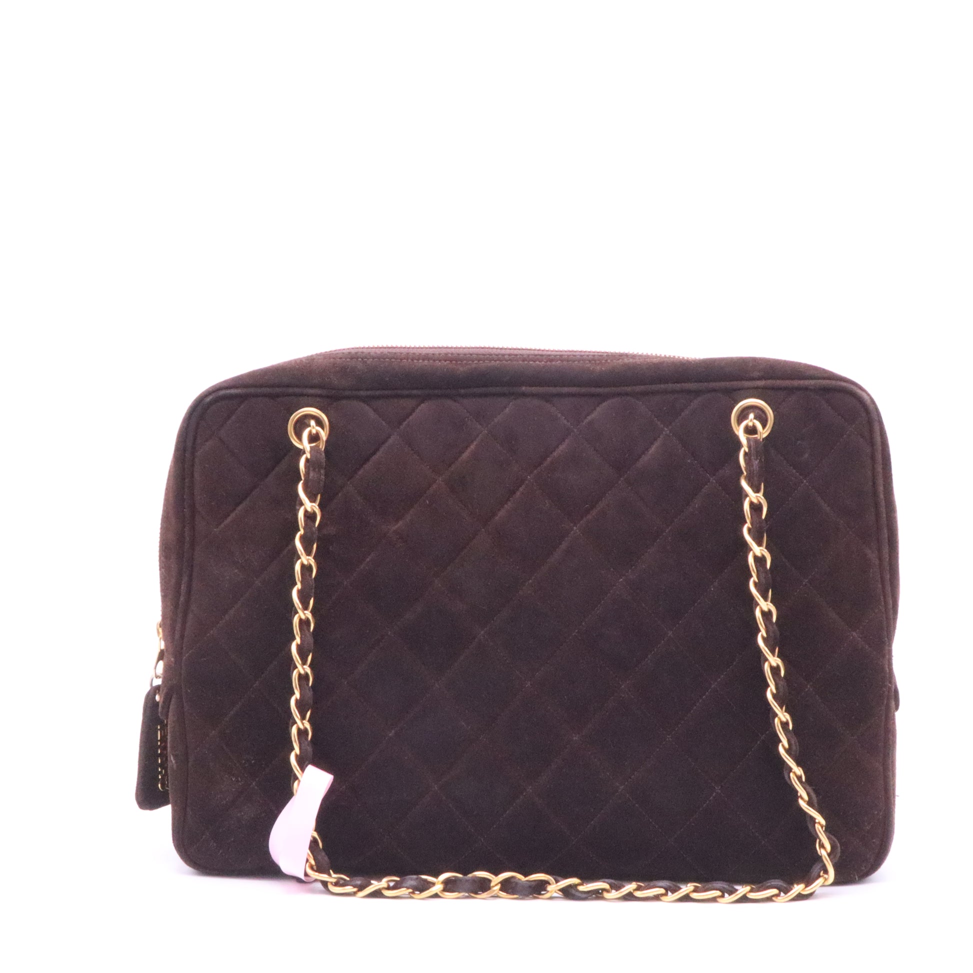 Chanel Vintage Front Pocket Camera Bag Quilted Suede Large Twins LDJ3981