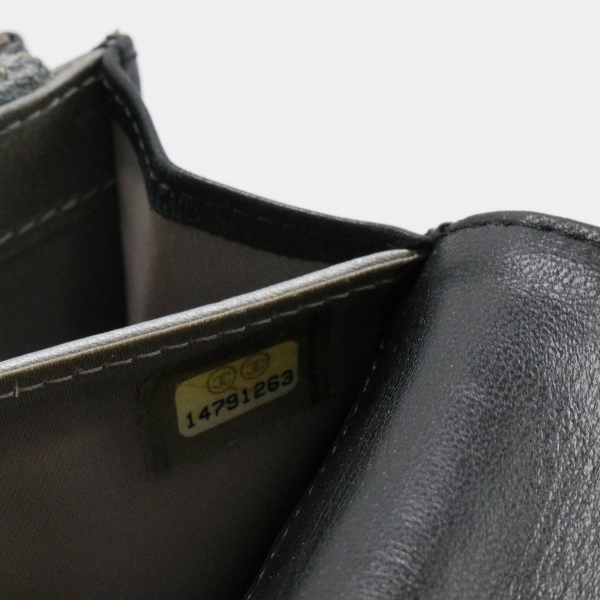 Lambskin Camellia Embossed Large Flap Wallet Black