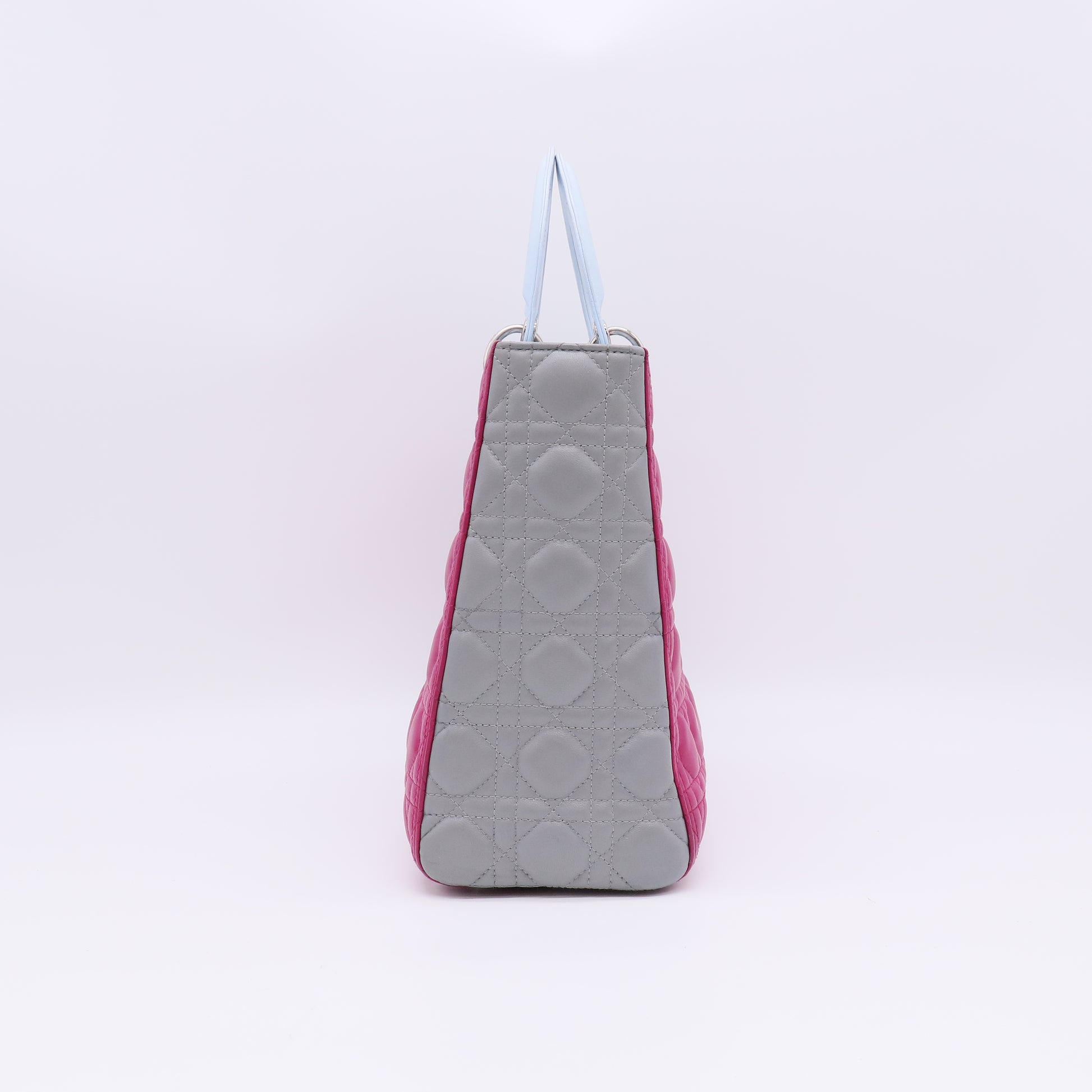 Christian Dior Lady Dior Tri-Color Large Lambskin Pink Grey Light Blue SHW twins B22460