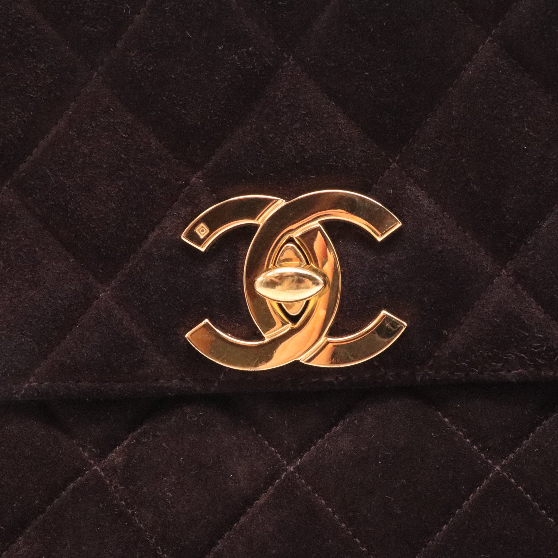 Chanel Vintage Front Pocket Camera Bag Quilted Suede Large Twins LDJ3981