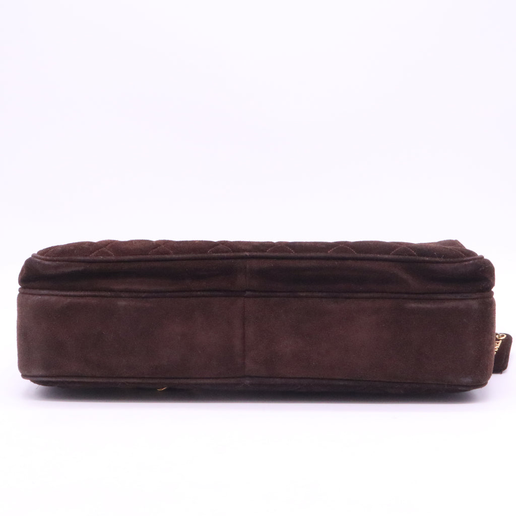 Chanel Vintage Front Pocket Camera Bag Quilted Suede Large Twins LDJ3981