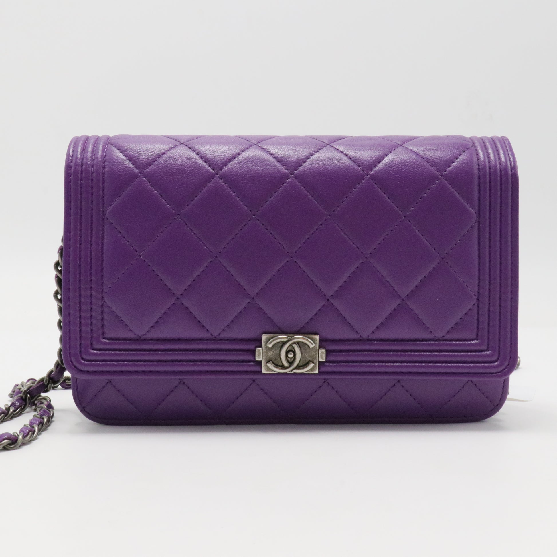 Lambskin Quilted Boy Wallet On Chain