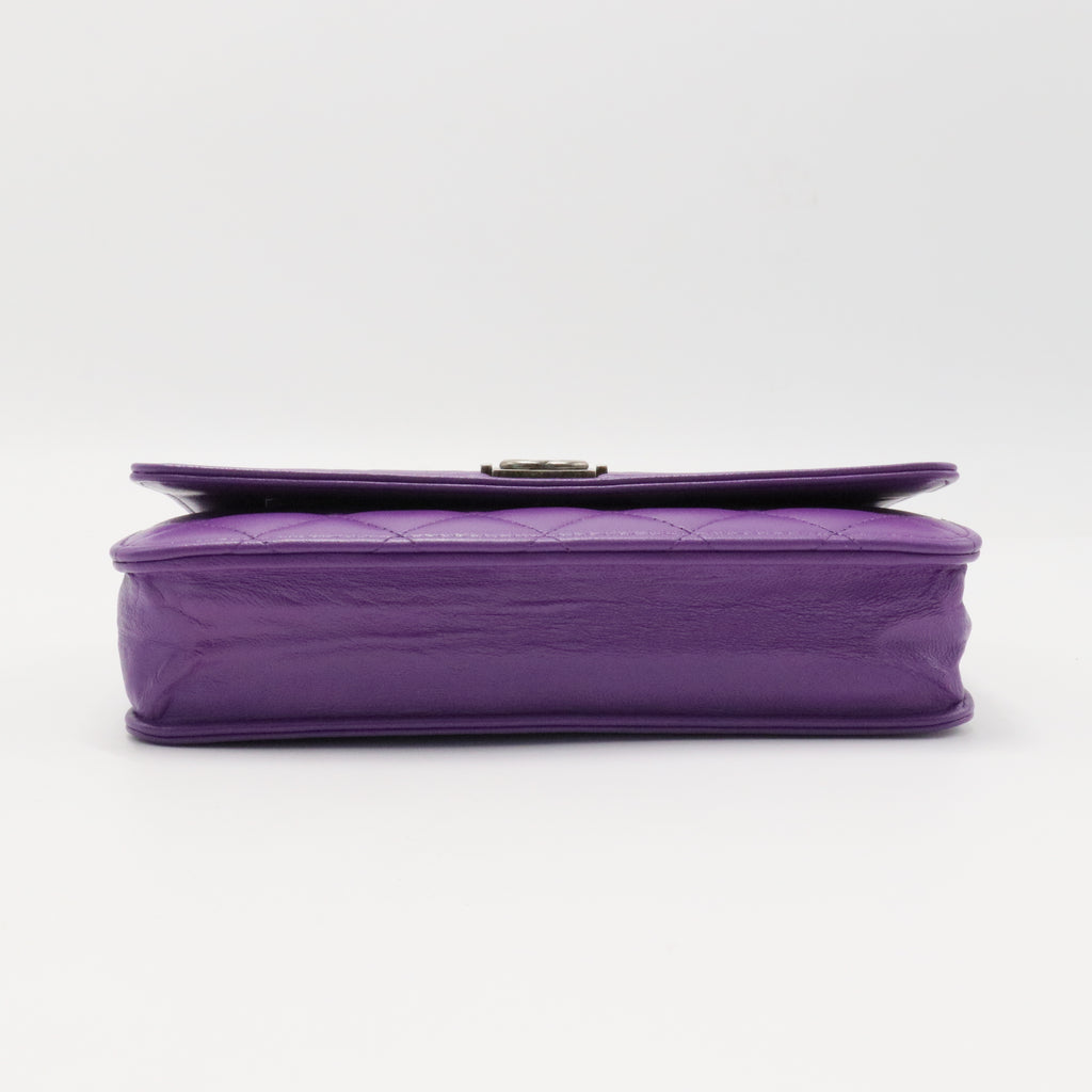 Lambskin Quilted Boy Wallet On Chain