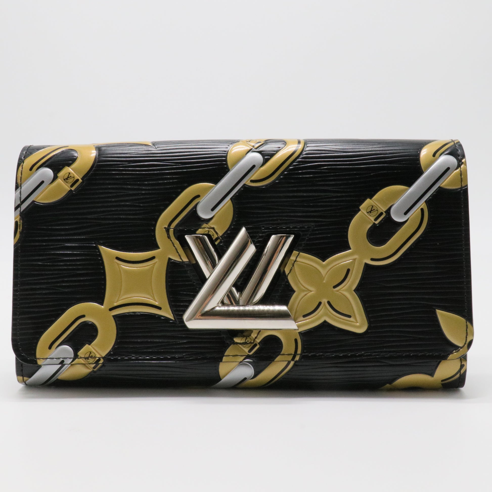 Epi Chain Flower Print Twist Wallet Black