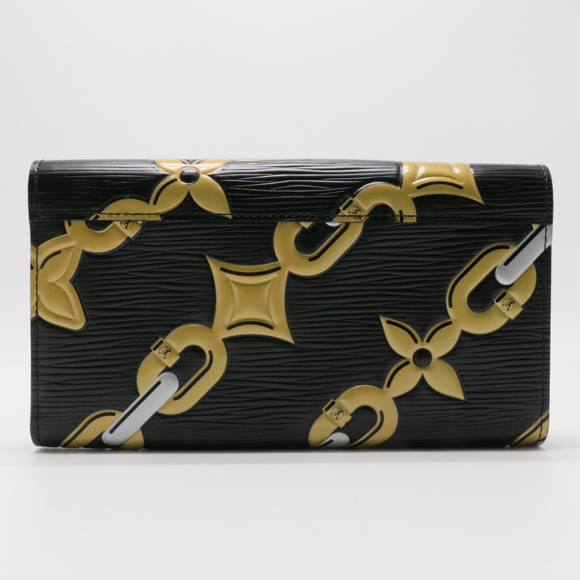 Epi Chain Flower Print Twist Wallet Black