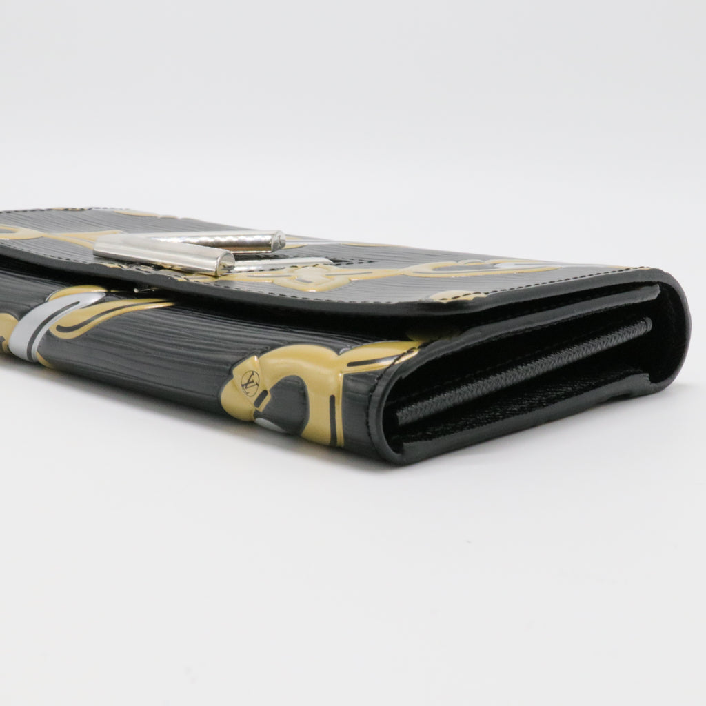 Epi Chain Flower Print Twist Wallet Black