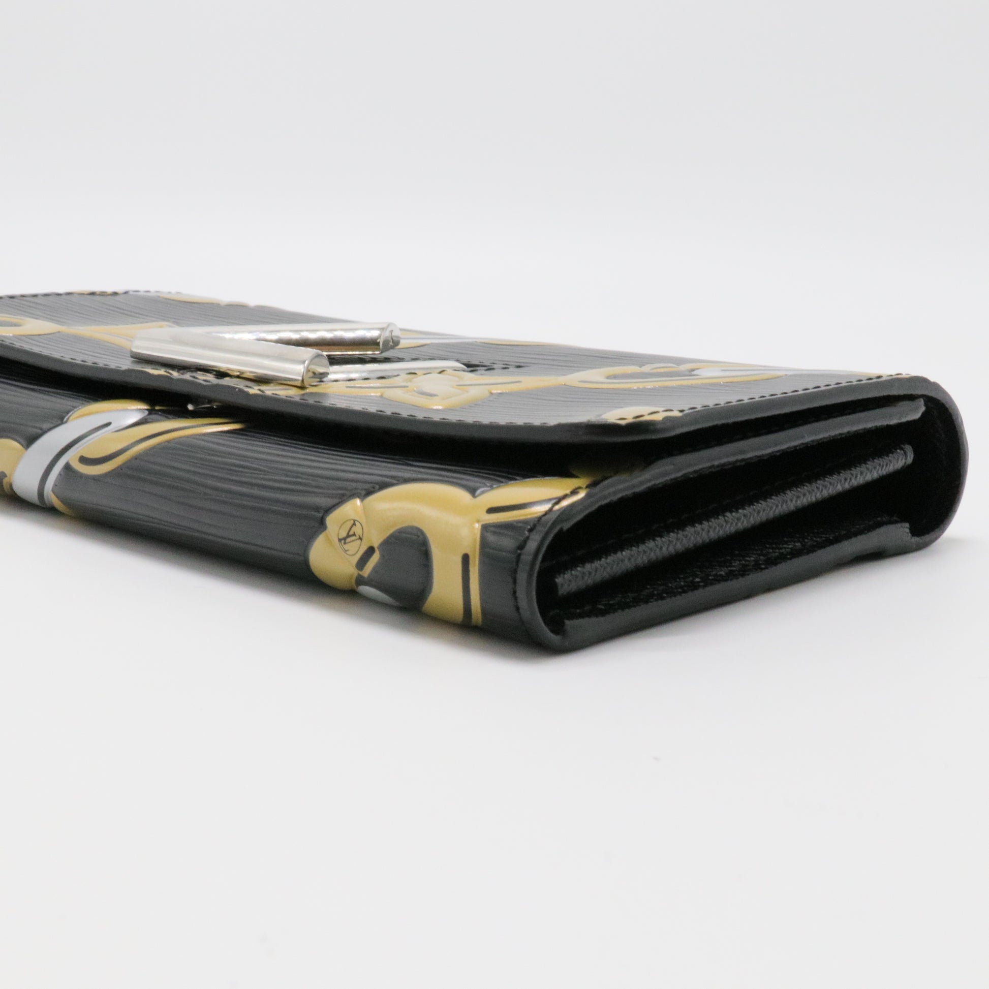 Epi Chain Flower Print Twist Wallet Black