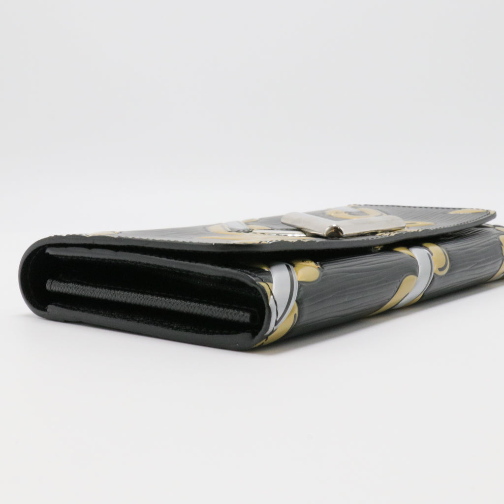 Epi Chain Flower Print Twist Wallet Black