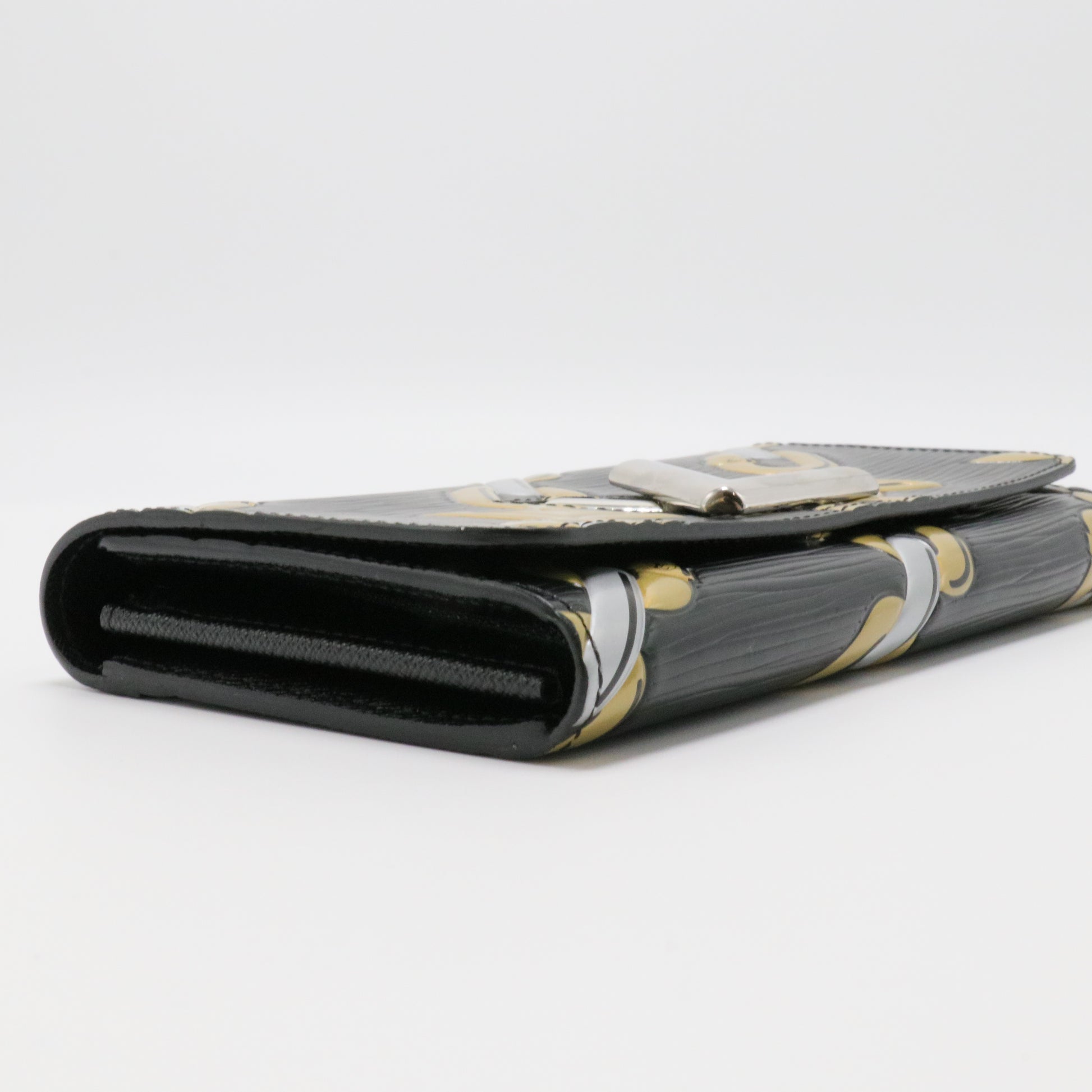 Epi Chain Flower Print Twist Wallet Black