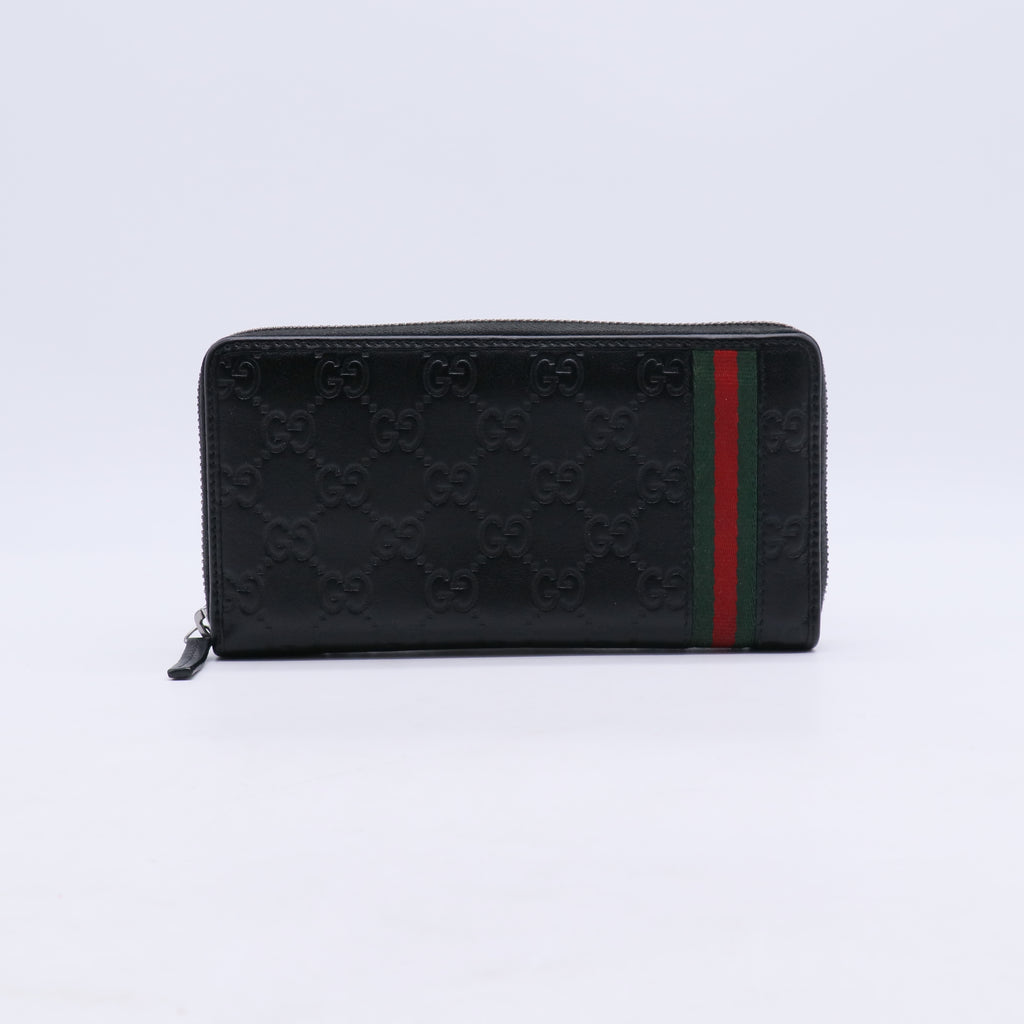 Gucci Guccissima Web Zip Around Wallet W21232