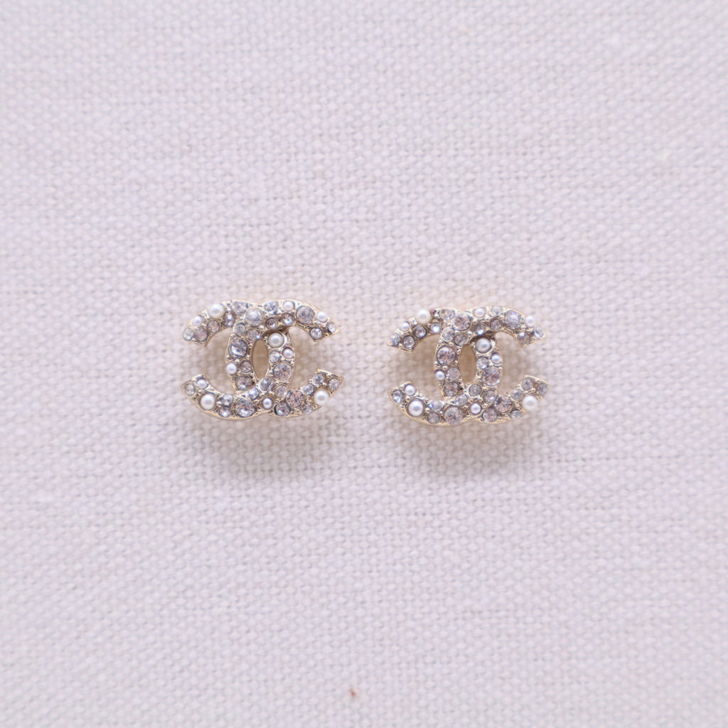 CC Crystal Gold Tone Mini Stud Earrings W20242