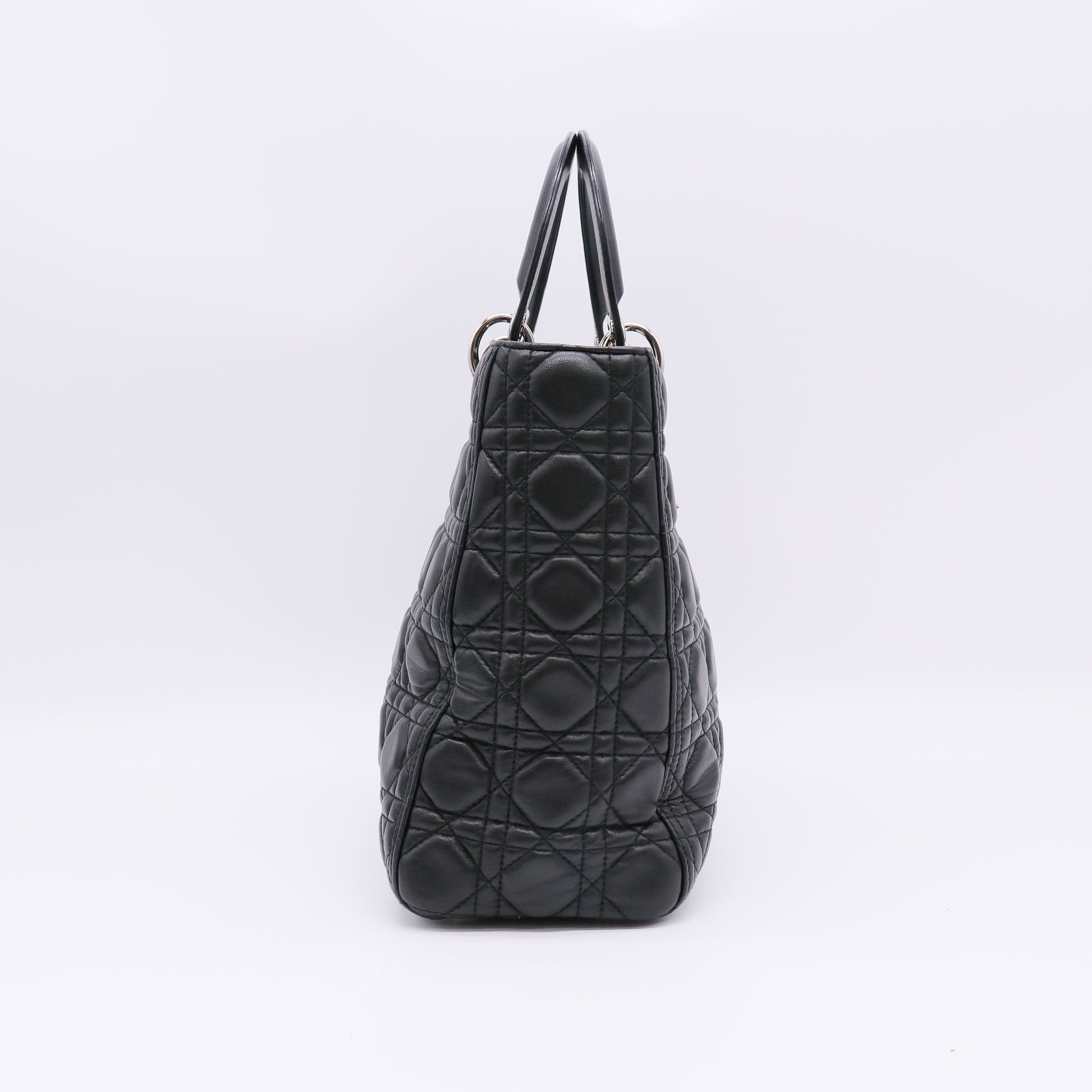 Christian Dior Large Lady Dior Bag in Black Cannage Lambskin Leather B23021