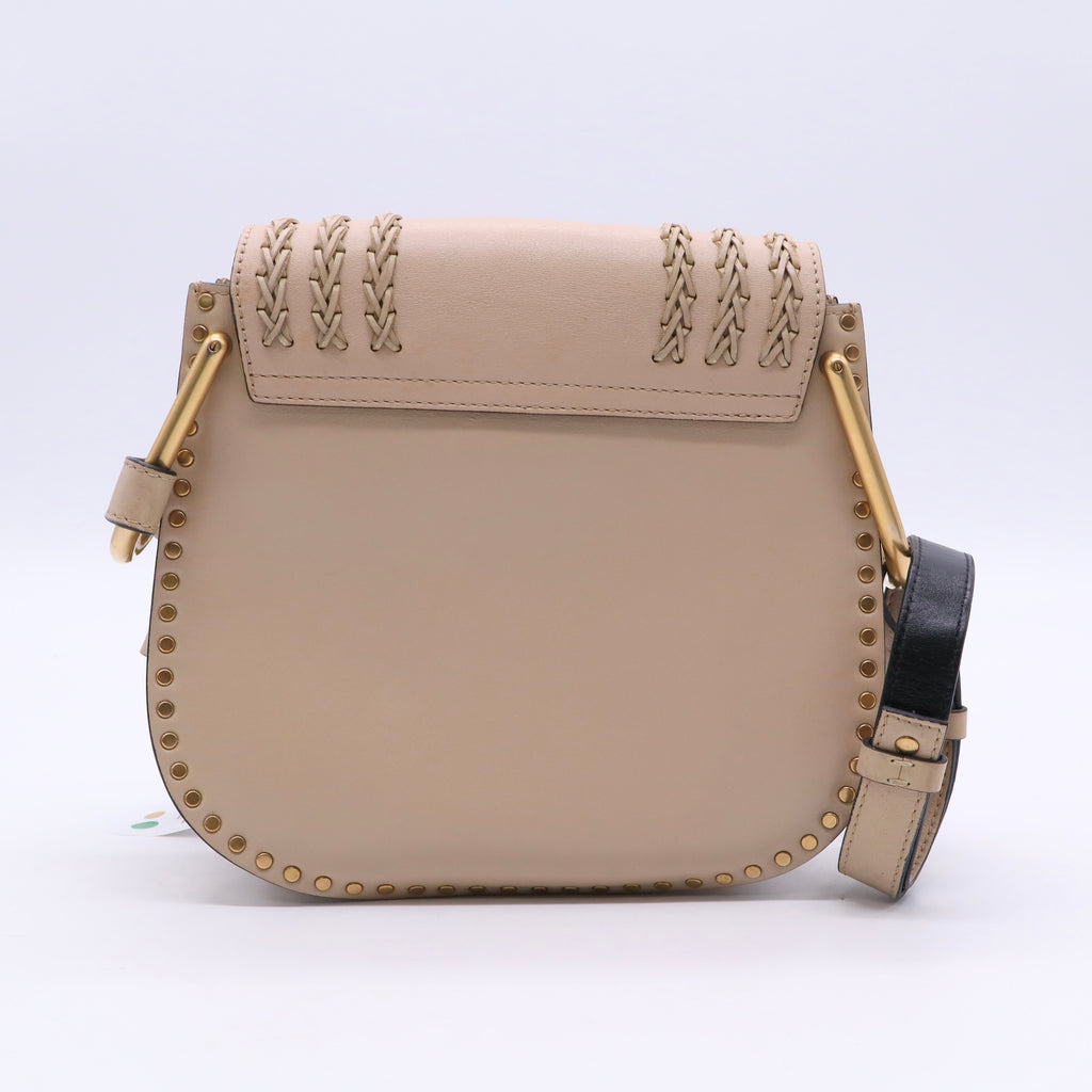 Pearl Beige Braided Leather Medium Hudson Bag B20988