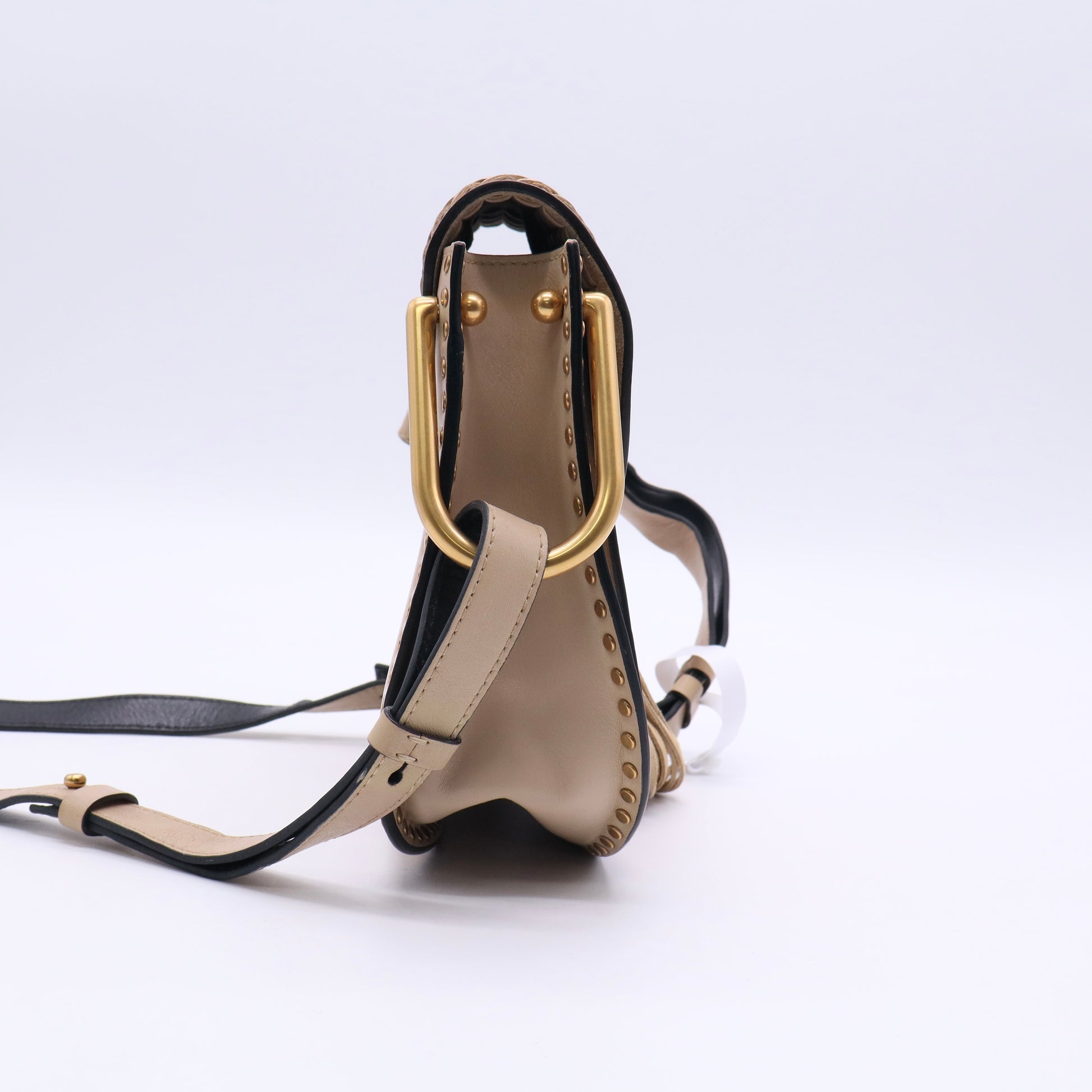 Pearl Beige Braided Leather Medium Hudson Bag B20988