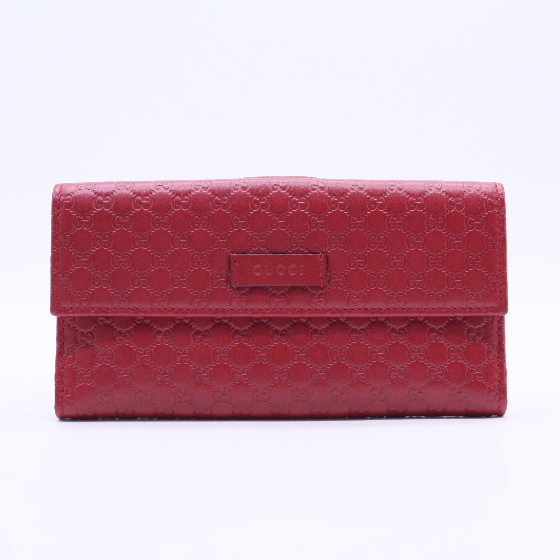 Red Microgucissima Leather Continental Flap Wallet W20225