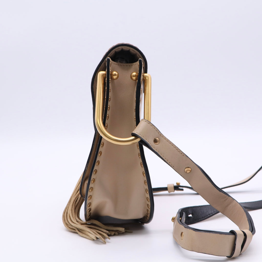 Pearl Beige Braided Leather Medium Hudson Bag B20988