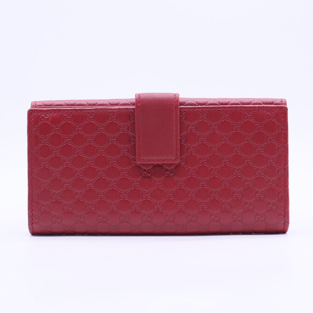 Red Microgucissima Leather Continental Flap Wallet W20225