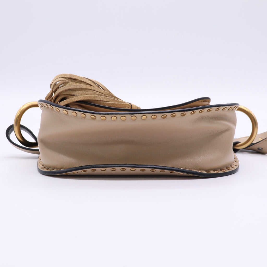 Pearl Beige Braided Leather Medium Hudson Bag B20988